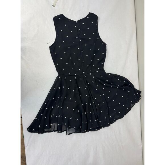 Maison Jules Fit Flare Dress Hearts Print Black Size Medium Retro Twee 50s Dot - Picture 4 of 10